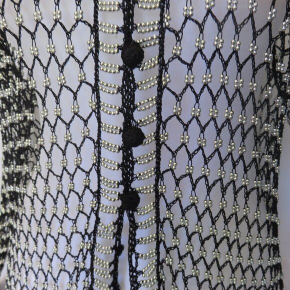 Black and Silver Beaded Slinky Net Sweater Cardigan Evening Wear..........1124 - Picture 6 of 10